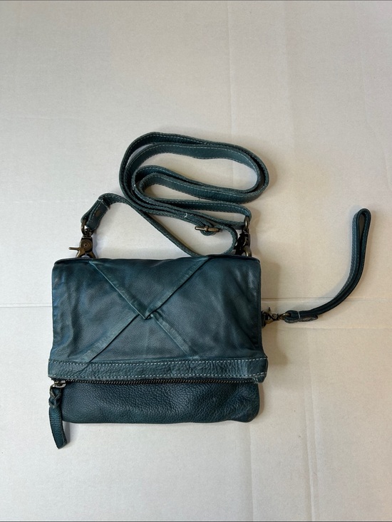 Amsterdam Heritage Handbags - AMSTERDAM HERITAGE LEATHER CROSSBODY TEAL GREEN STRUCTURAL FOLD OVER PURSE